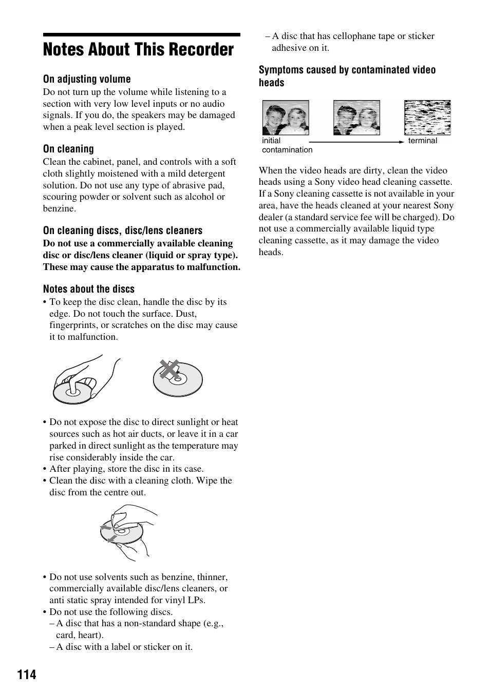 Notes about this recorder | Sony RDR-VX410 User Manual | Page 114 / 128