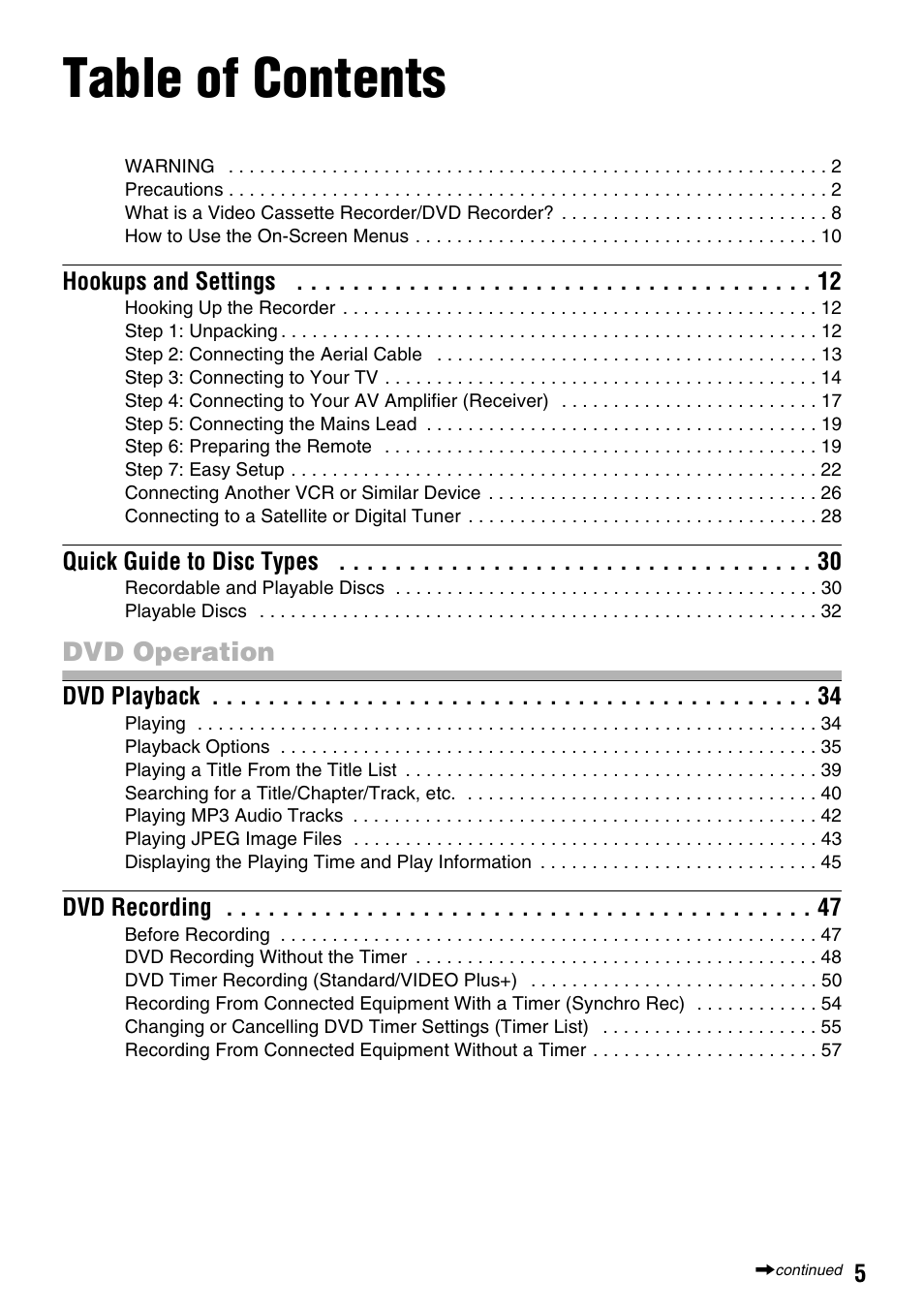 Sony RDR-VX410 User Manual | Page 5 / 128