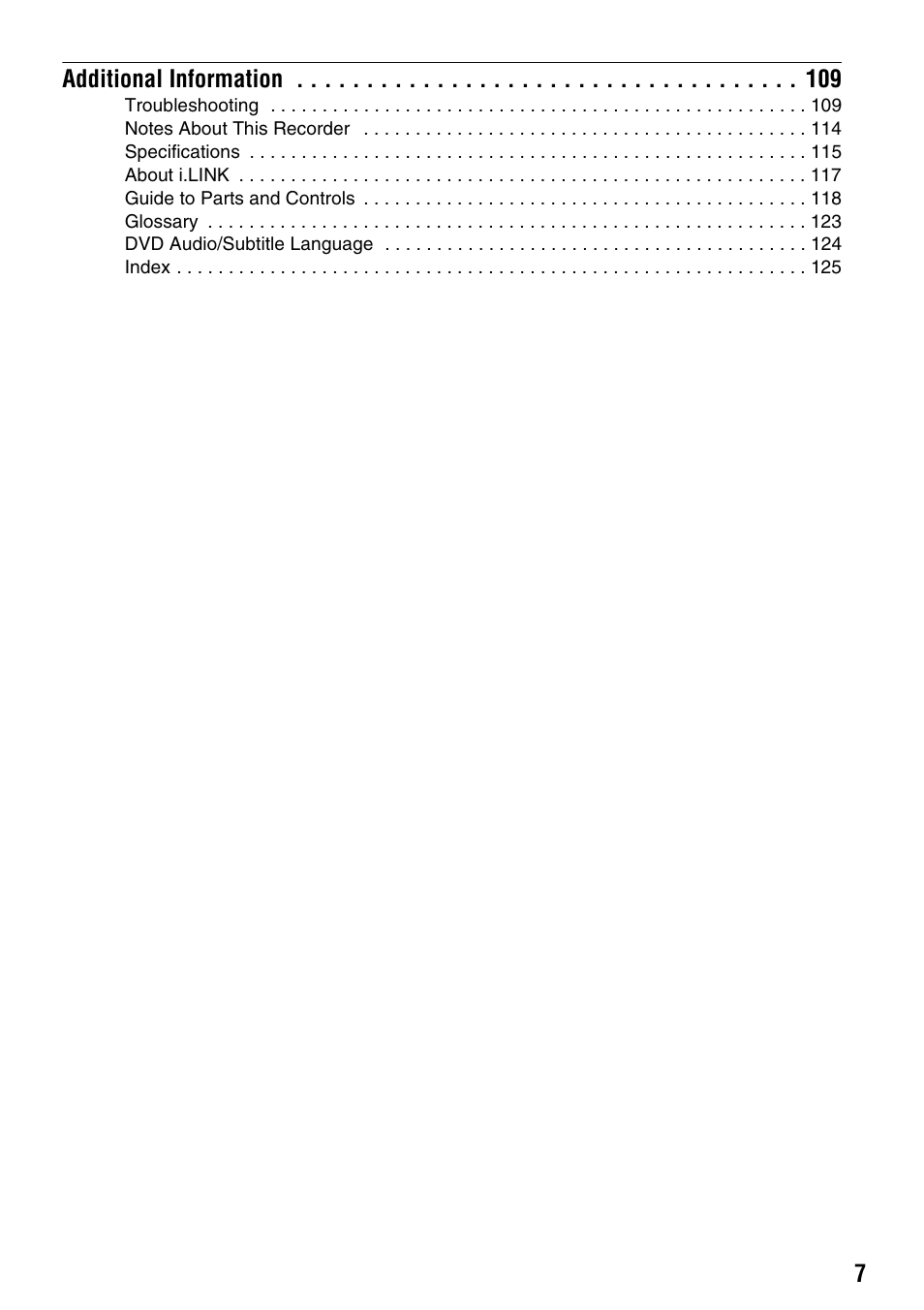 Additional information 109 | Sony RDR-VX410 User Manual | Page 7 / 128