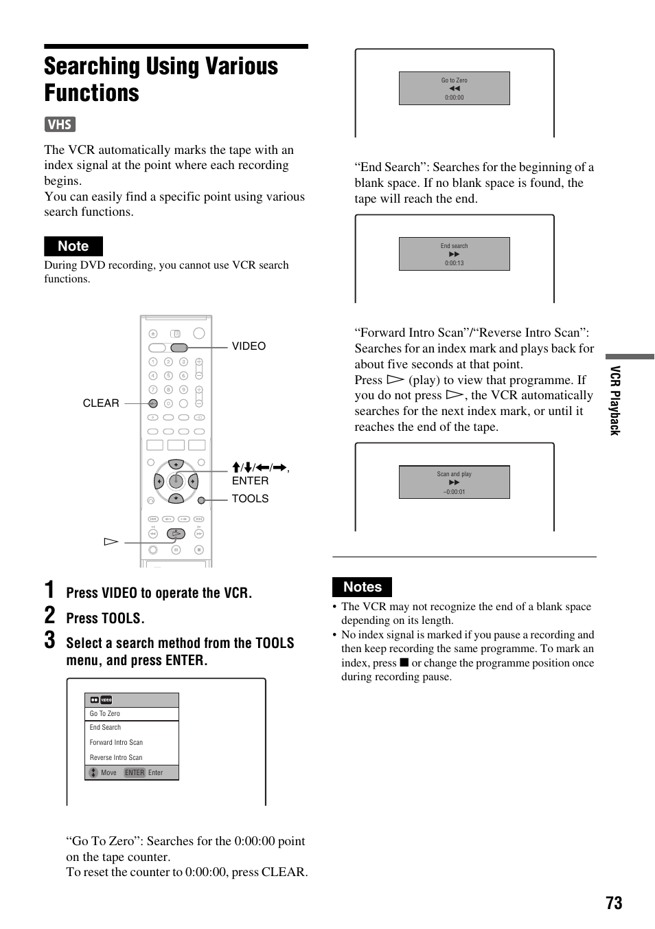 Searching using various functions | Sony RDR-VX410 User Manual | Page 73 / 128