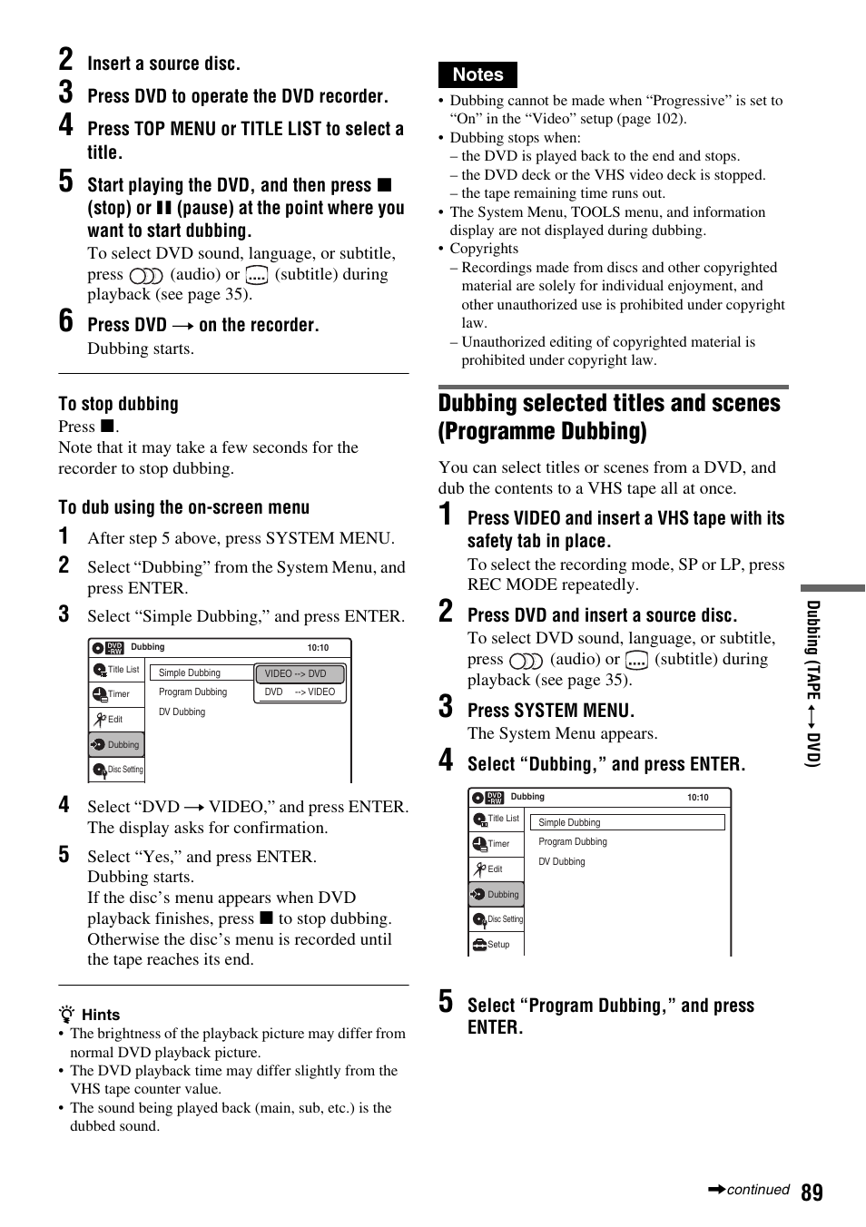 Sony RDR-VX410 User Manual | Page 89 / 128
