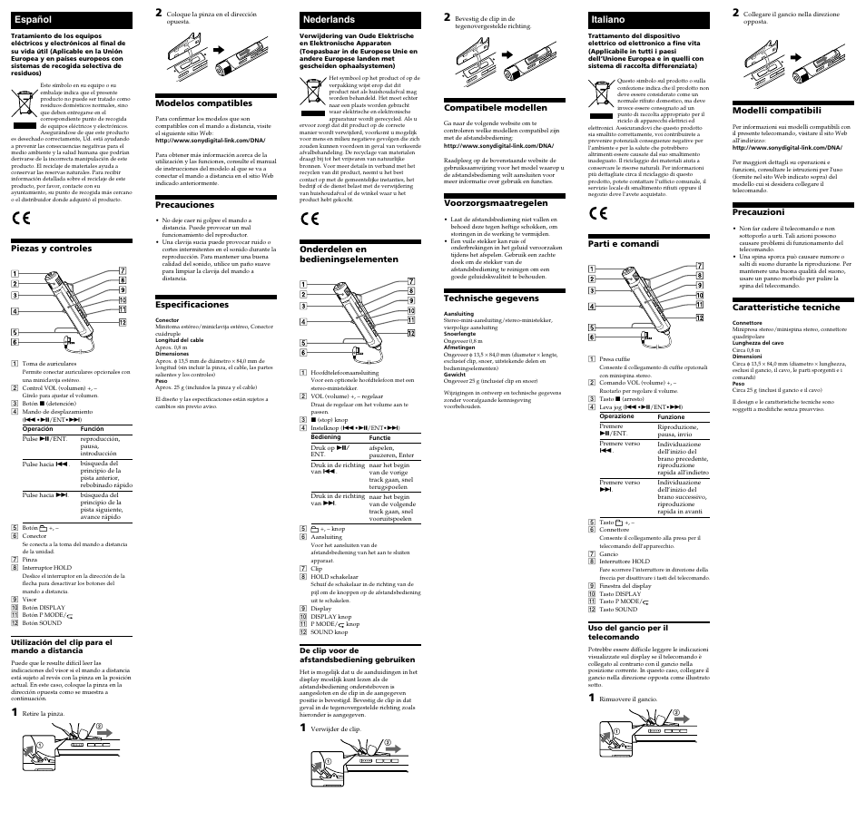 Sony RM-MC35ELK User Manual | Page 2 / 2