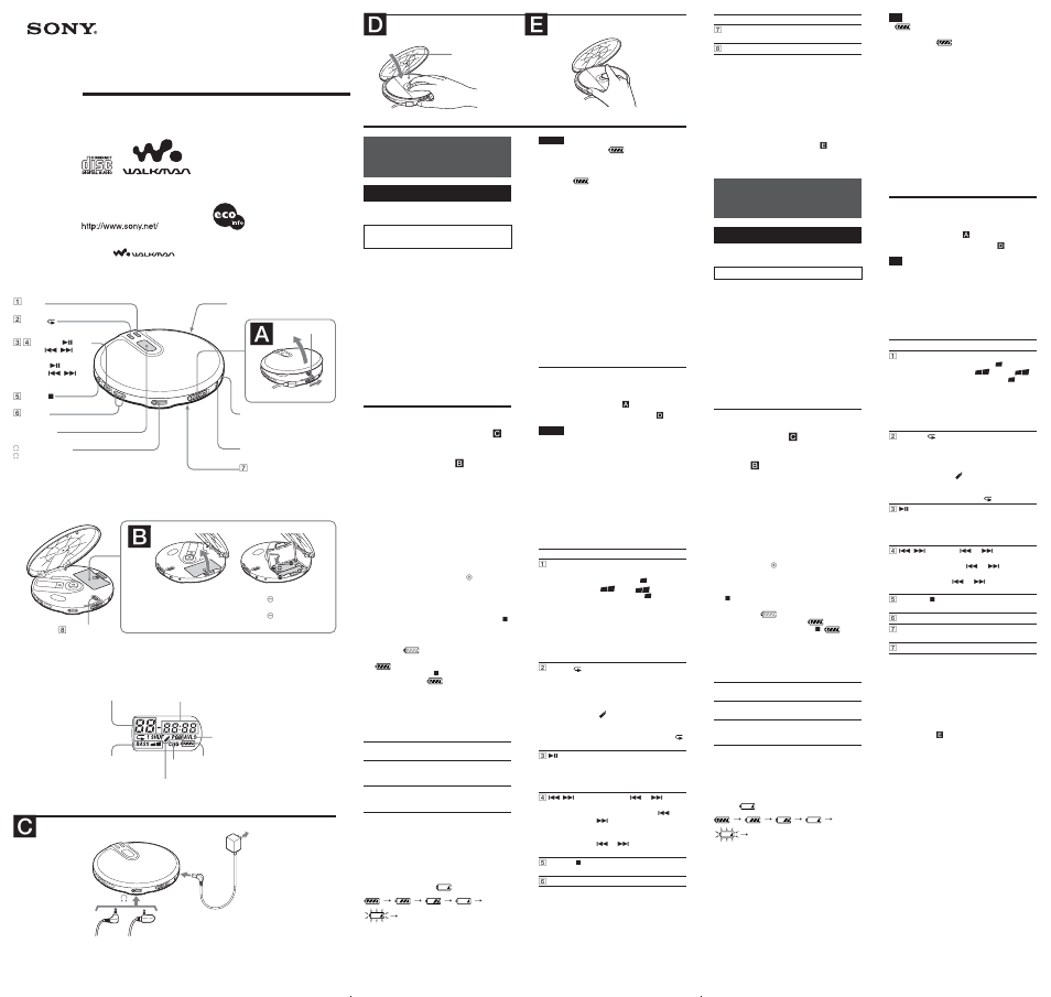 Sony D-EJ761 User Manual | 2 pages