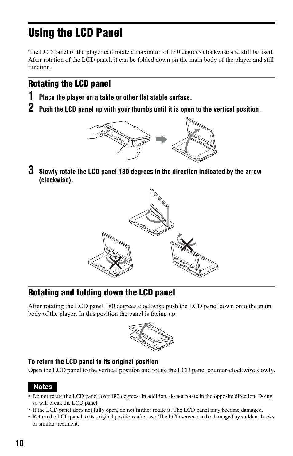 Using the lcd panel | Sony DVP-FX820 User Manual | Page 10 / 60