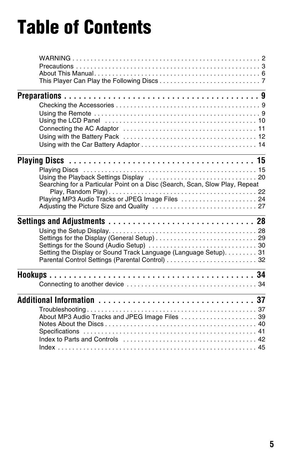 Sony DVP-FX820 User Manual | Page 5 / 60