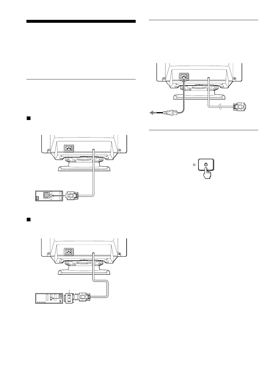 Installation, 1re étape: raccordez le moniteur à l’ordinateur, 2e étape: branchez le cordon d’alimentation | Sony CPD-110EST User Manual | Page 20 / 76