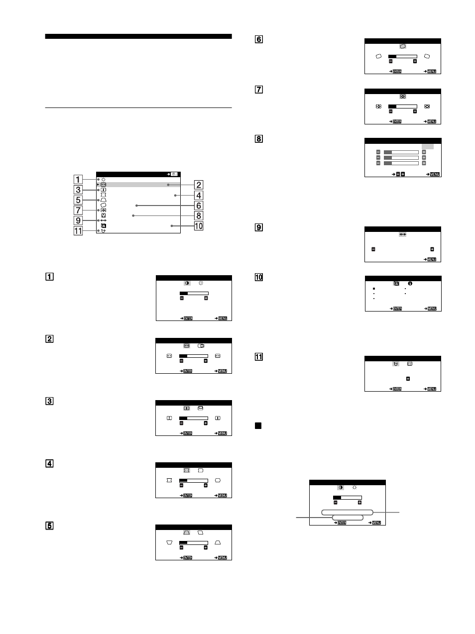 Personnalisation de votre moniteur, Pilotage par menus, Xaffichage du signal d’entrée en cours | Sony CPD-110EST User Manual | Page 22 / 76