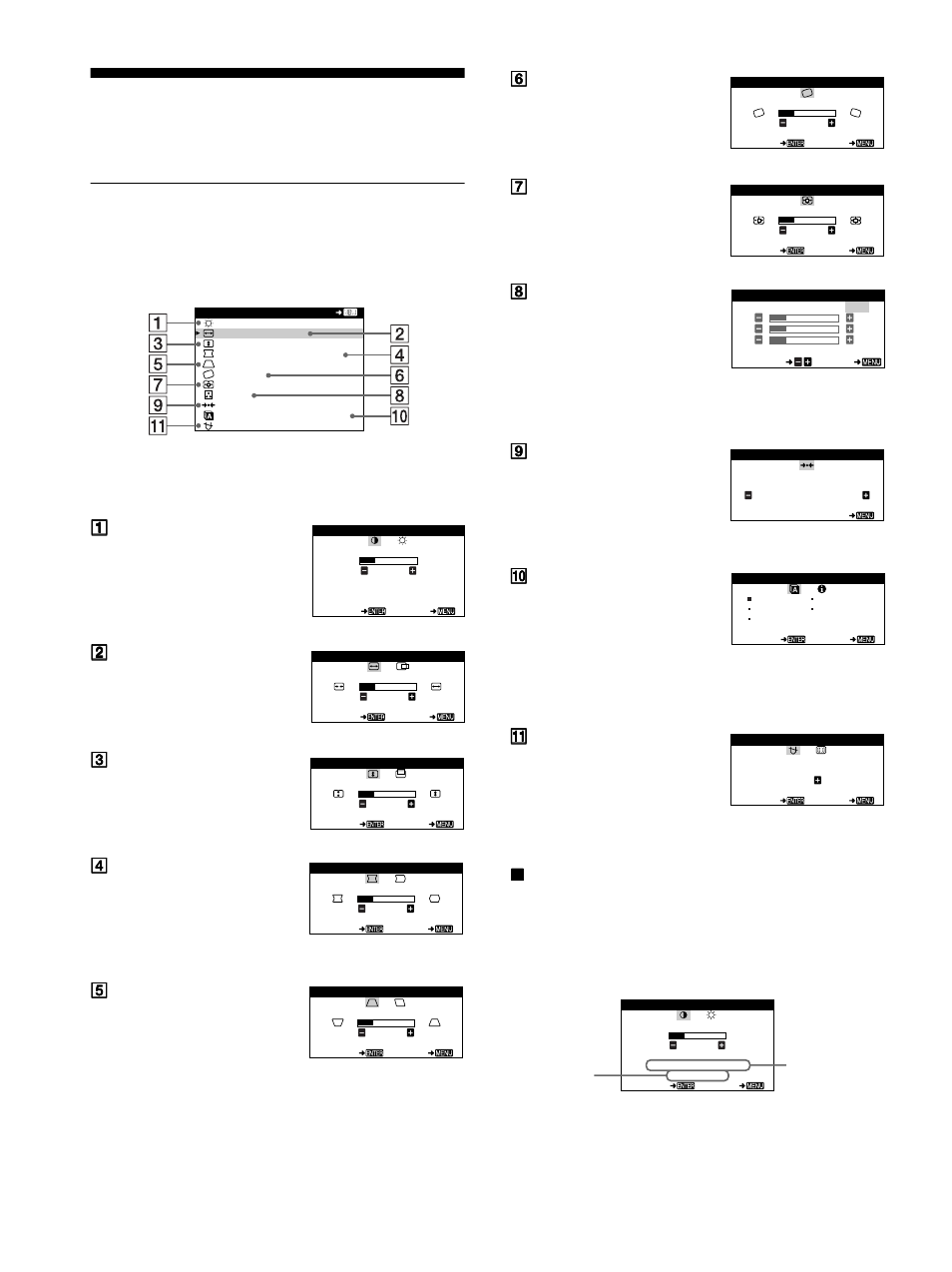 Einstellen des monitors, Navigieren in den menüs, X anzeigen des aktuellen eingangssignals | Xanzeigen des aktuellen eingangssignals | Sony CPD-110EST User Manual | Page 36 / 76