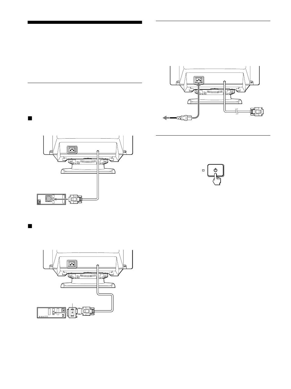 Instalación, Paso 1: conexión del monitor al ordenador, Paso 2: conexión del cable de alimentación | Paso 3: encendido del monitor y del ordenador | Sony CPD-110EST User Manual | Page 48 / 76