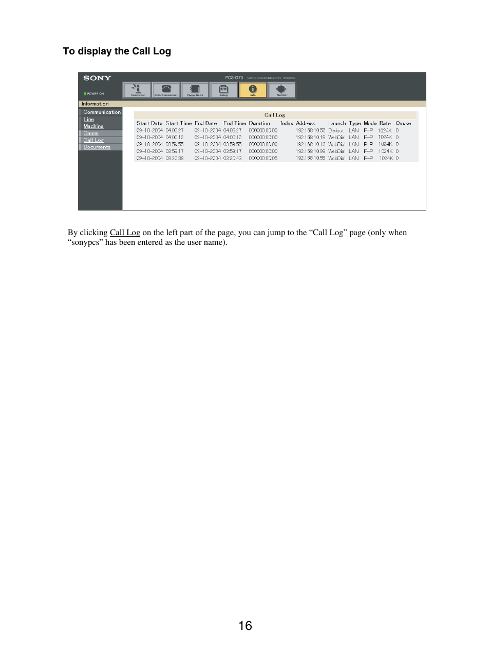 Sony PCS-G70/G70P User Manual | Page 16 / 17