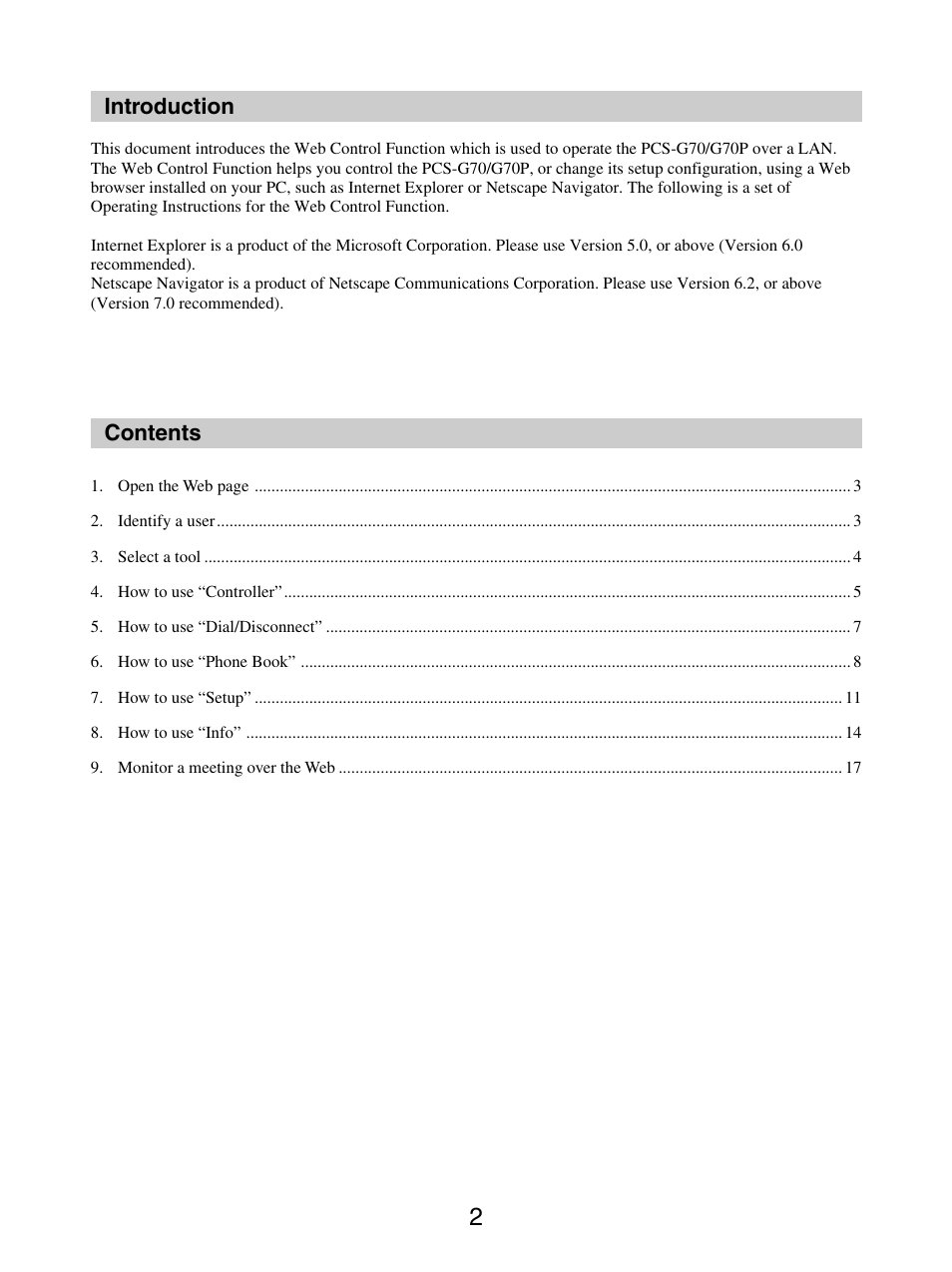 Sony PCS-G70/G70P User Manual | Page 2 / 17