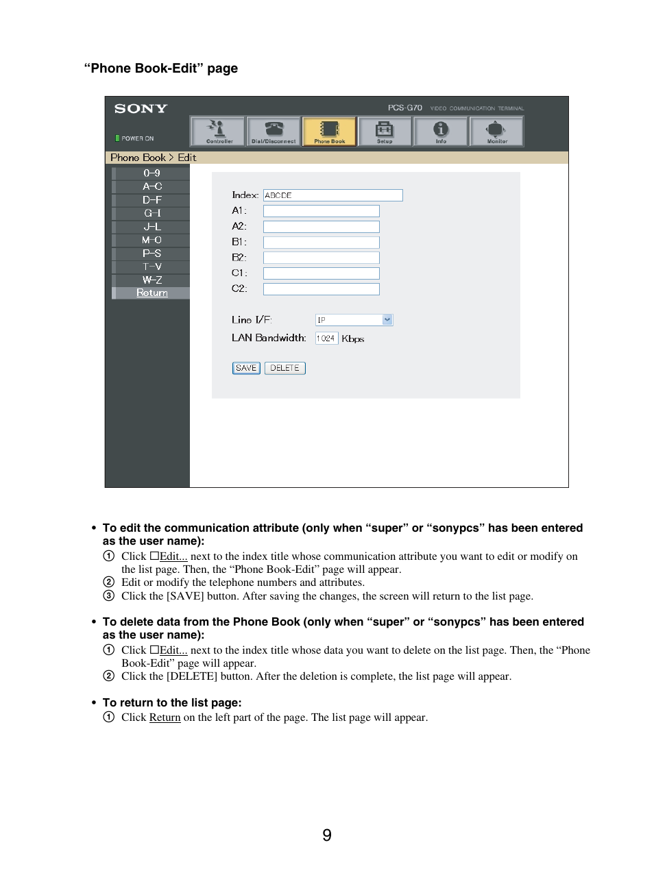 Sony PCS-G70/G70P User Manual | Page 9 / 17