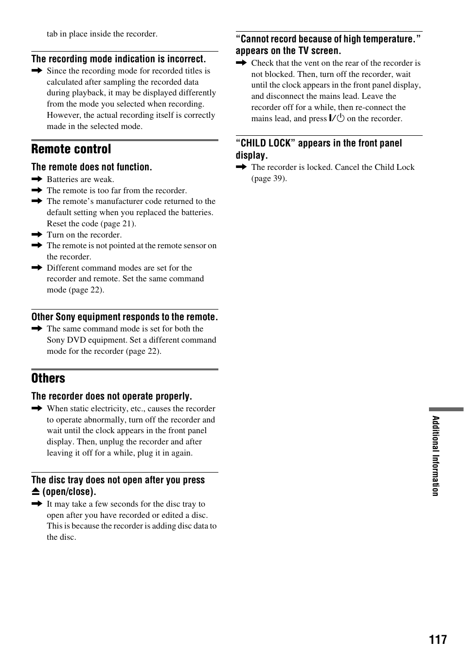 Remote control, Others | Sony 3-213-480-12(1) User Manual | Page 117 / 132