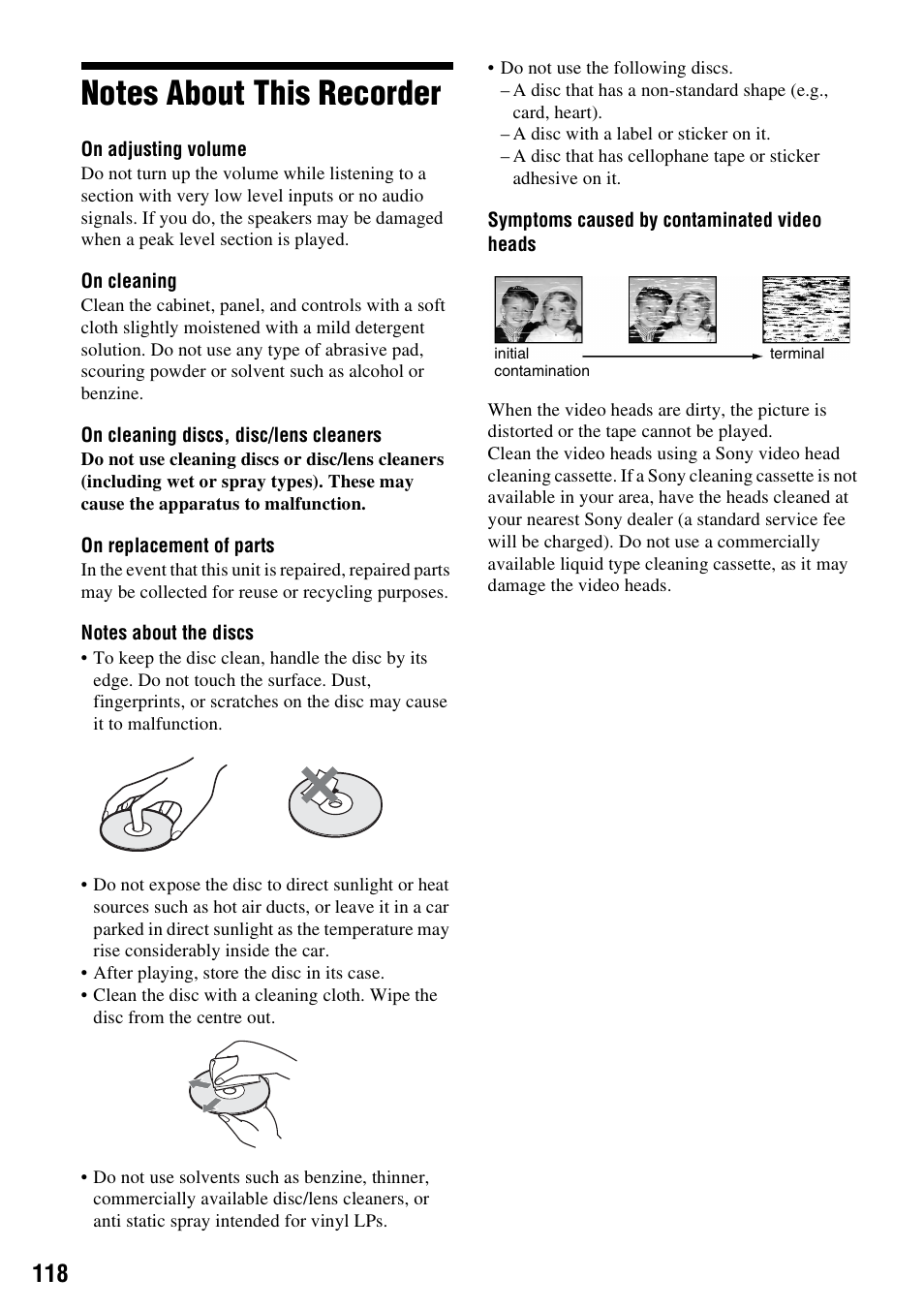 Notes about this recorder | Sony 3-213-480-12(1) User Manual | Page 118 / 132