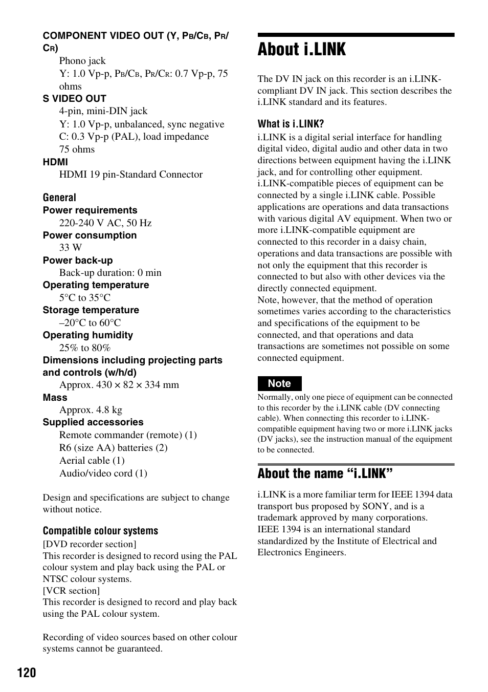 About i.link, About the name “i.link | Sony 3-213-480-12(1) User Manual | Page 120 / 132