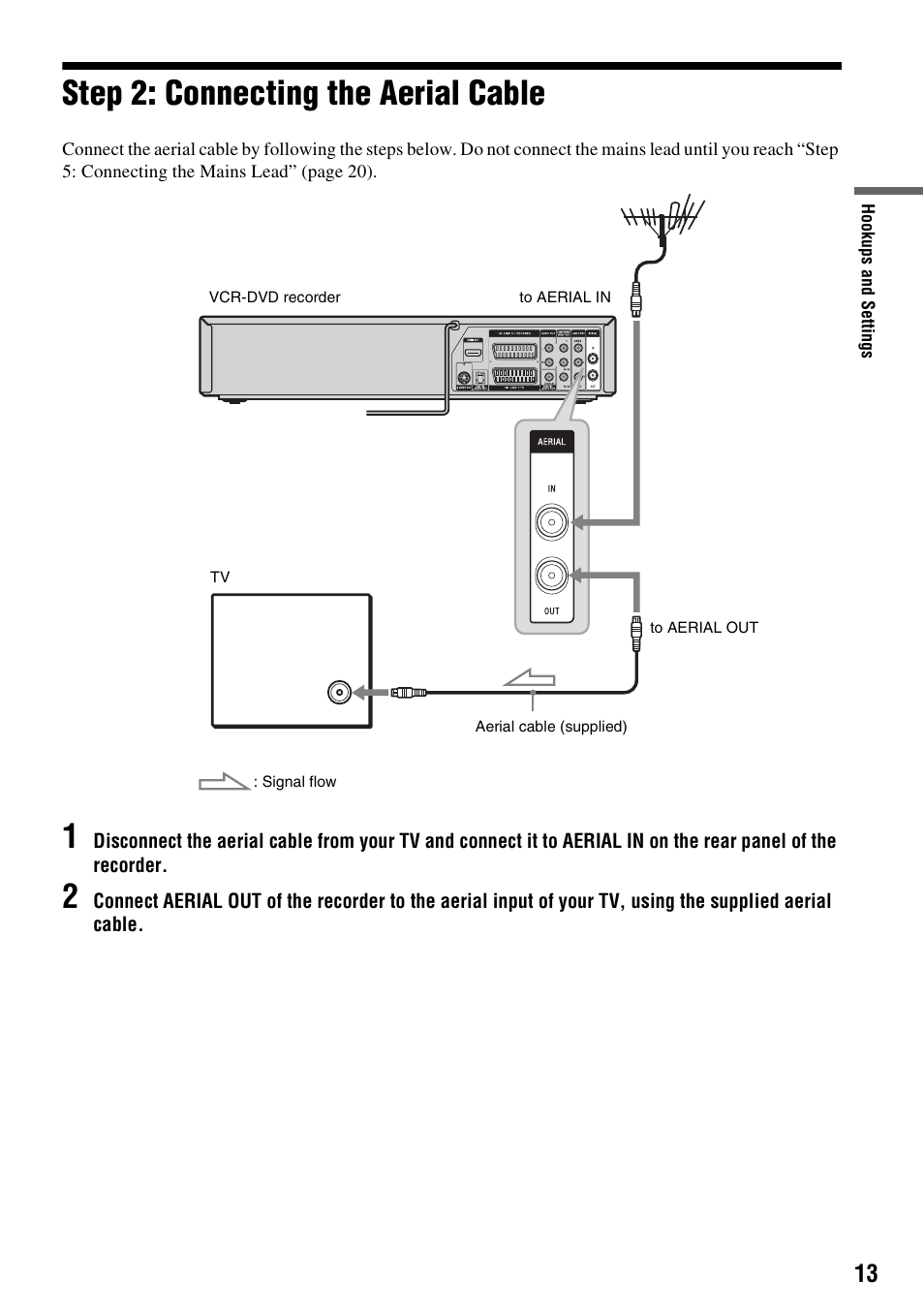 Step 2: connecting the aerial cable | Sony 3-213-480-12(1) User Manual | Page 13 / 132