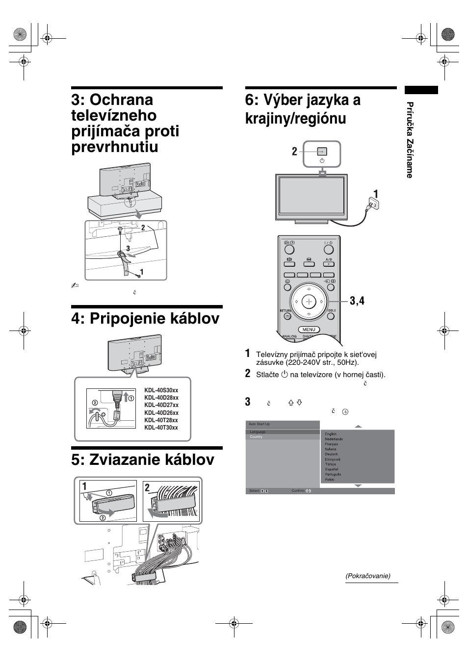 Ochrana televízneho prijímača proti prevrhnutiu | Sony BRAVIA KDL-32D28xx User Manual | Page 133 / 194