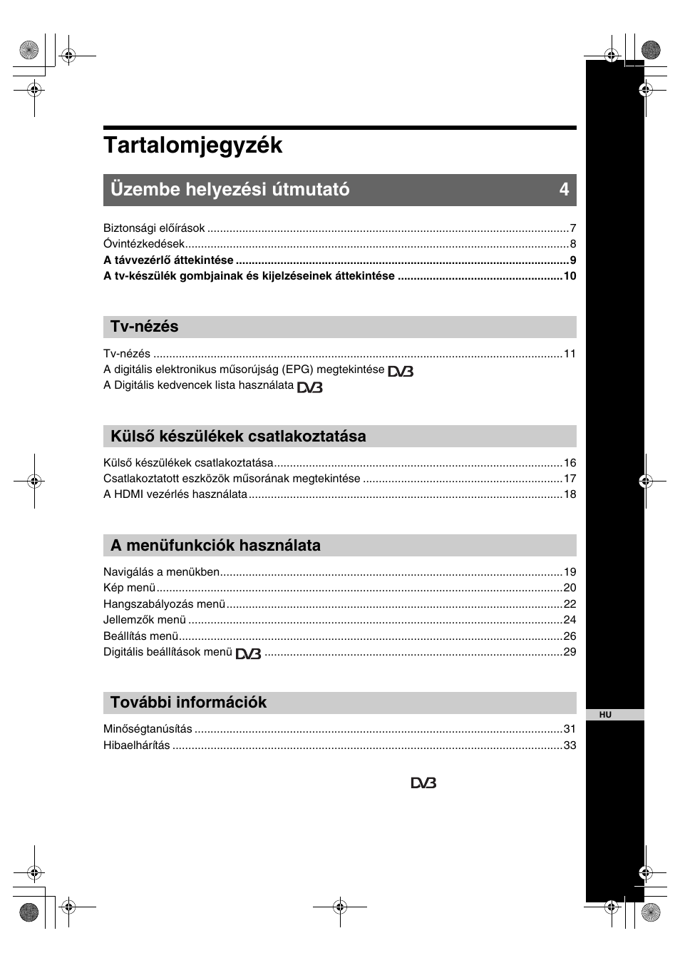 Tartalomjegyzék, Üzembe helyezési útmutató 4 | Sony BRAVIA KDL-32D28xx User Manual | Page 163 / 194