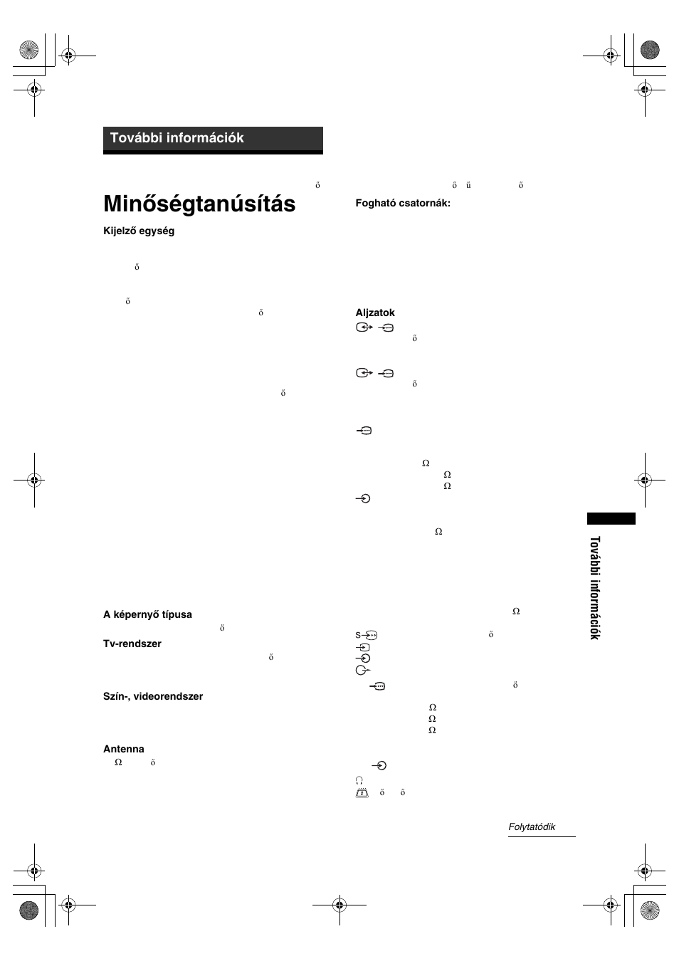 Minőségtanúsítás, További információk | Sony BRAVIA KDL-32D28xx User Manual | Page 191 / 194