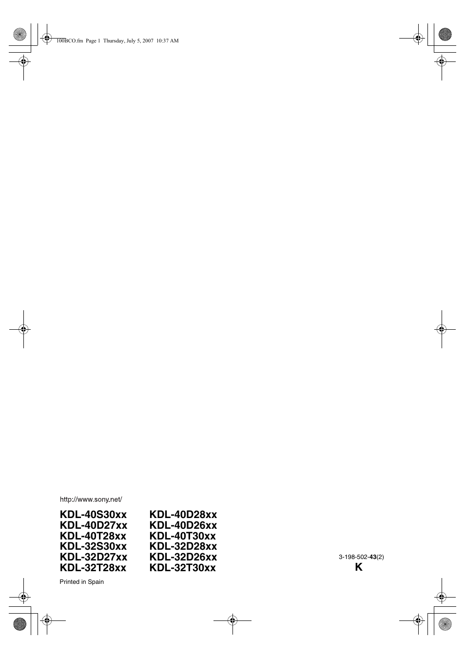 Sony BRAVIA KDL-32D28xx User Manual | Page 194 / 194