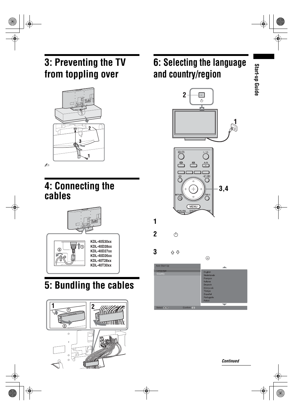 Preventing the tv from toppling over | Sony BRAVIA KDL-32D28xx User Manual | Page 5 / 194