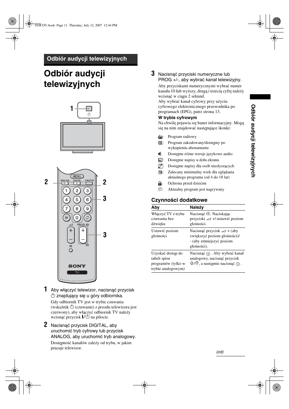 Odbiór audycji telewizyjnych | Sony BRAVIA KDL-32D28xx User Manual | Page 75 / 194