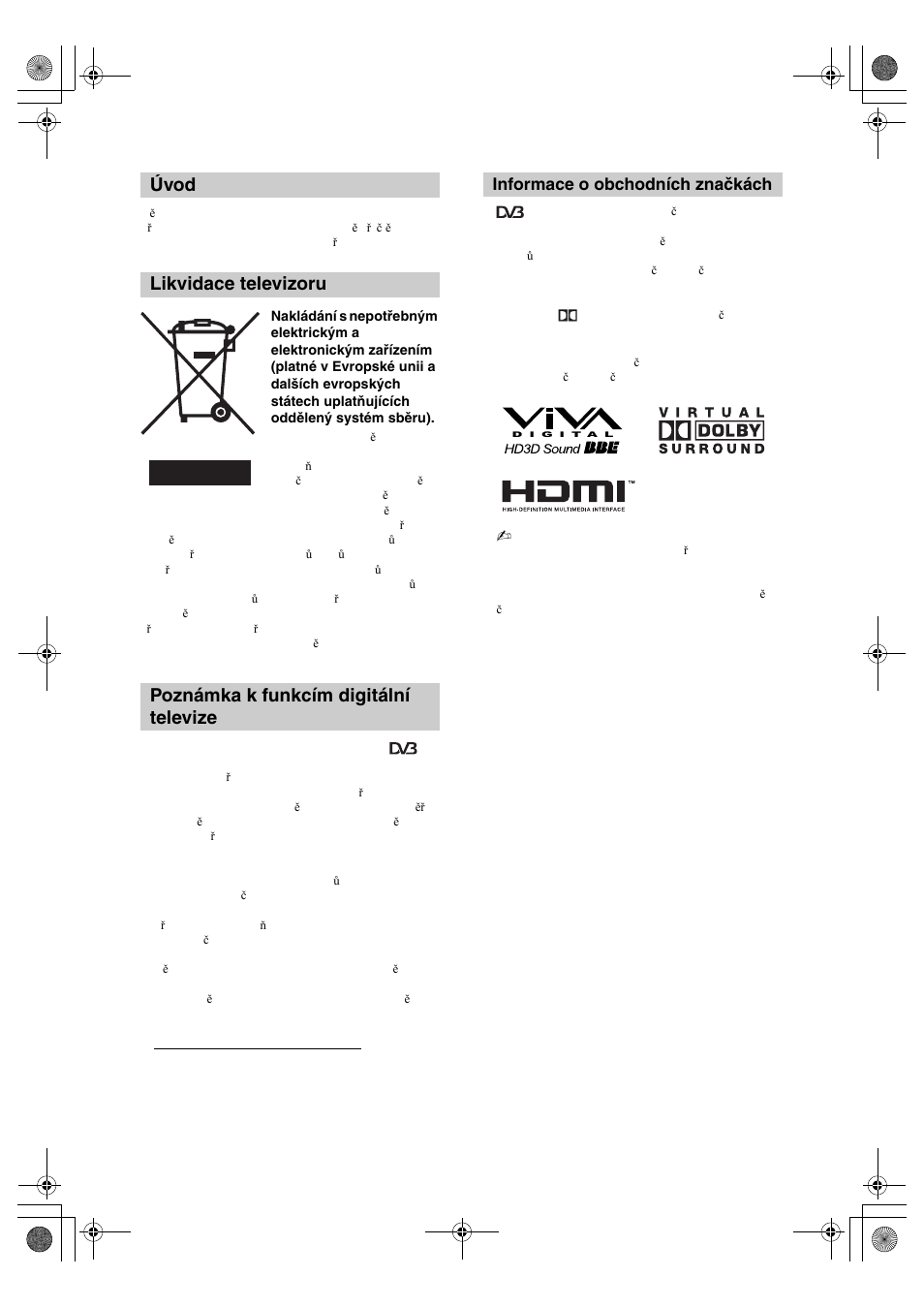 Informace o obchodních značkách | Sony BRAVIA KDL-32D28xx User Manual | Page 98 / 194