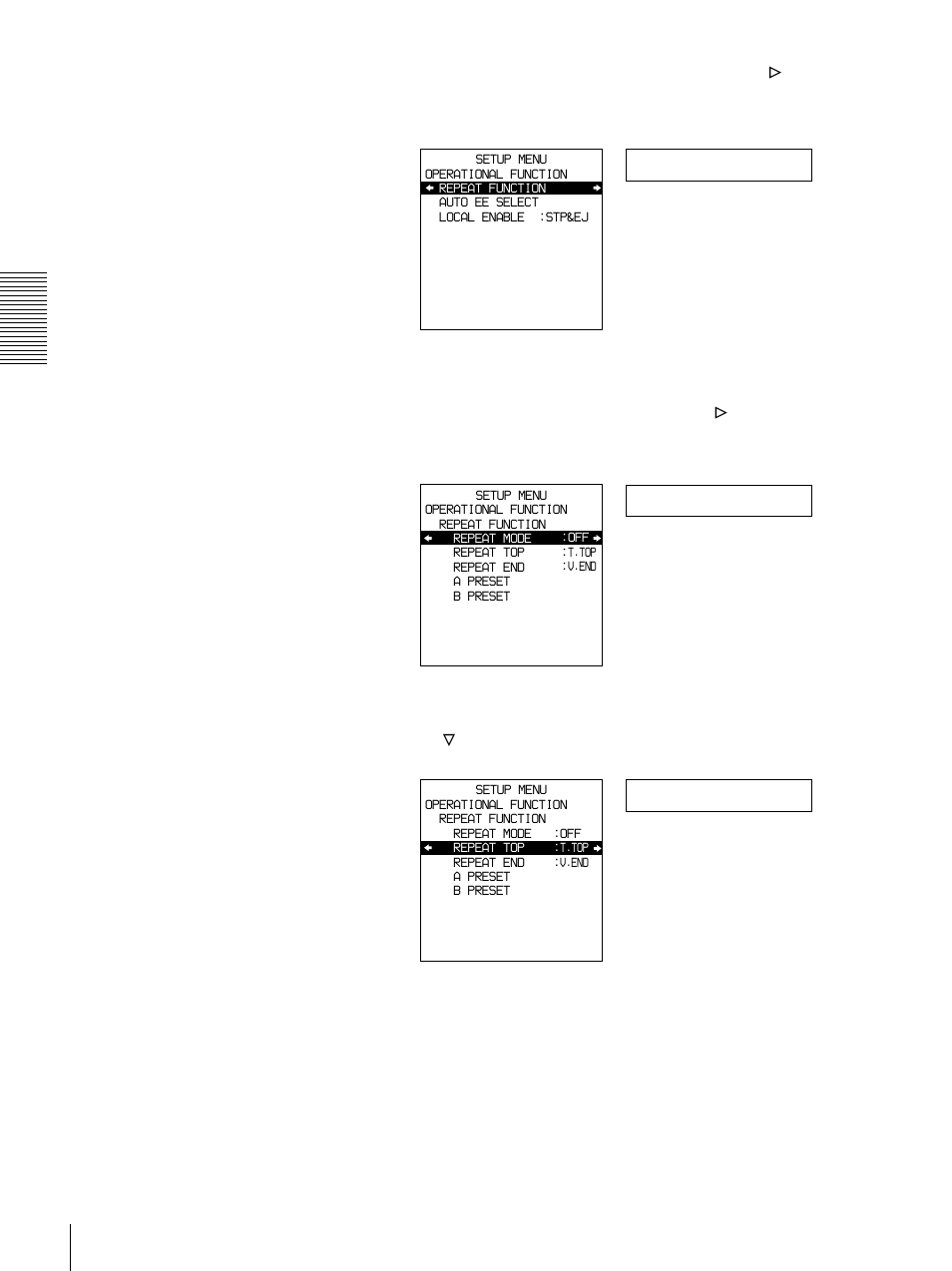 Rep func, Repeat md, Rep top | Sony DSR-1500A User Manual | Page 46 / 128