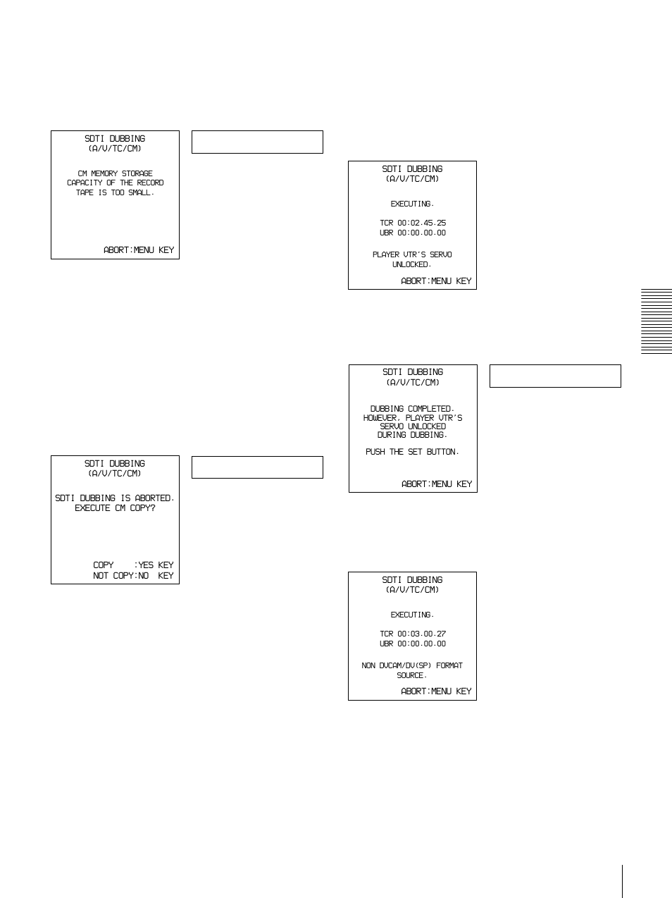 Cm capacity, Copy cm, Sv unlocked | Sony DSR-1500A User Manual | Page 61 / 128