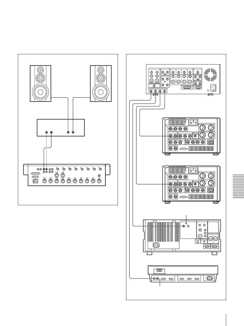 Audio monitor system connections, Reference video signal connection | Sony DSR-1500A User Manual | Page 93 / 128