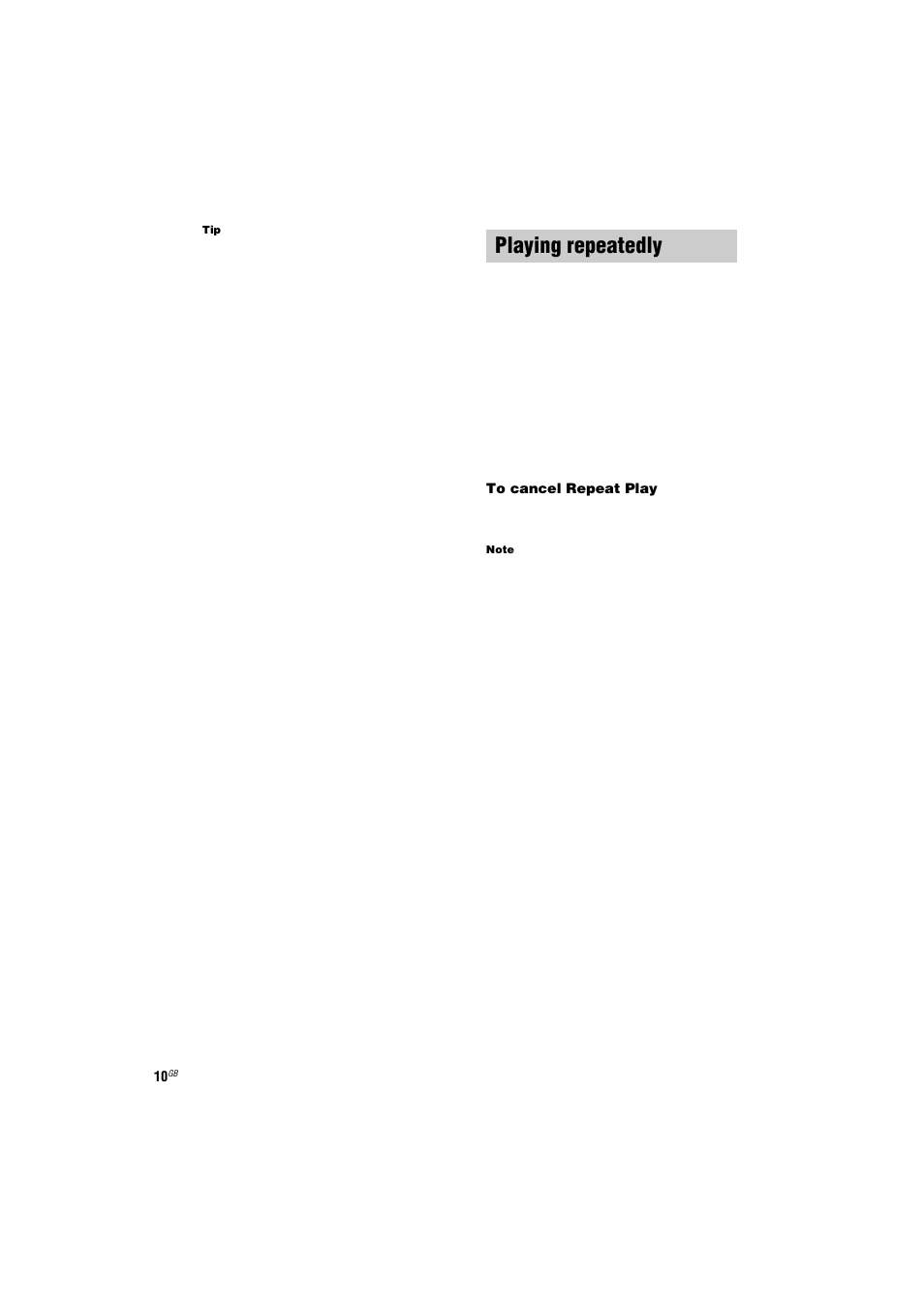 Playing repeatedly, Repeat play | Sony CMT-GPX7 User Manual | Page 10 / 36