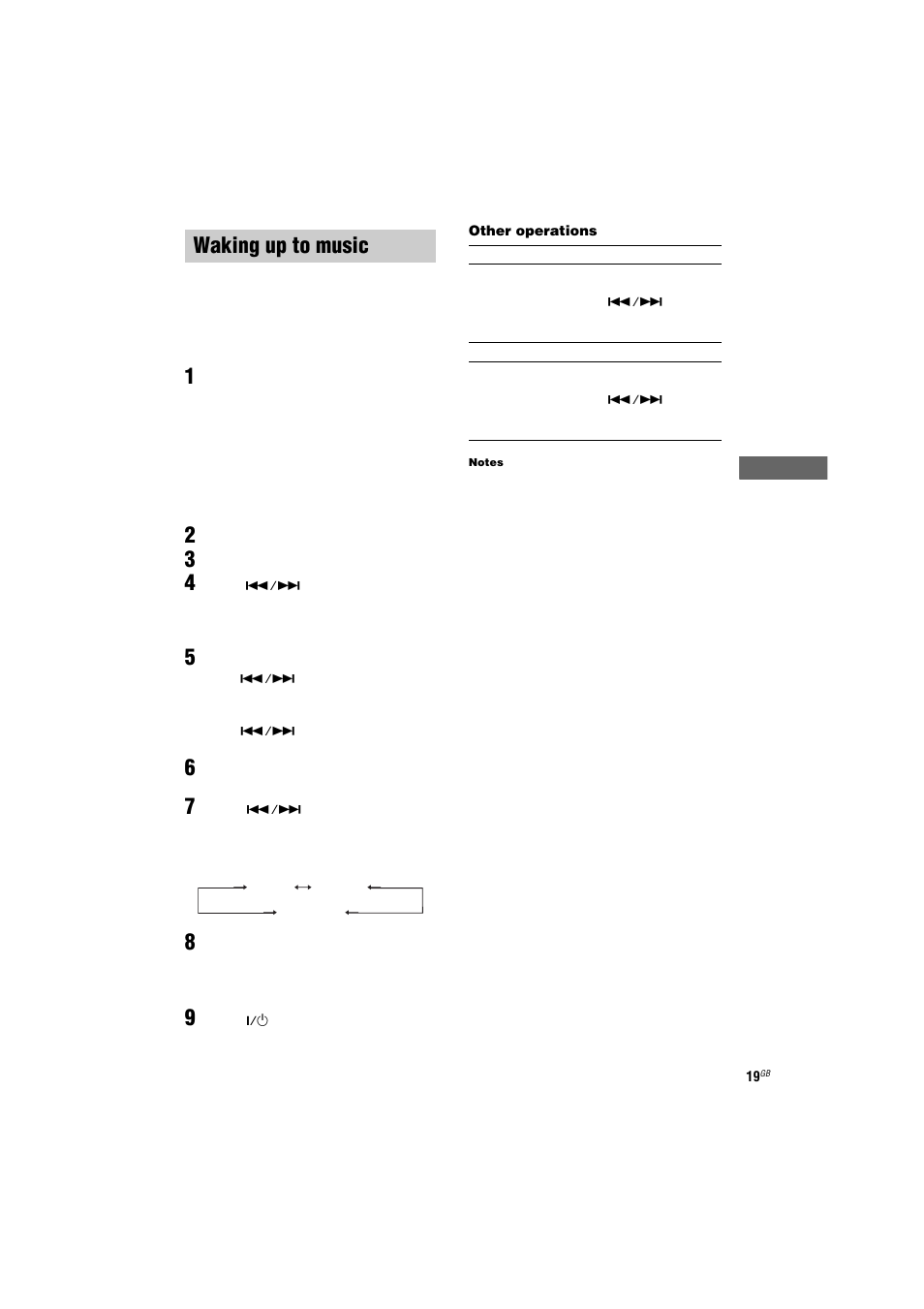 Waking up to music, Play timer | Sony CMT-GPX7 User Manual | Page 19 / 36