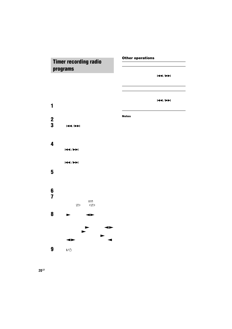 Timer recording radio programs, Rec timer | Sony CMT-GPX7 User Manual | Page 20 / 36