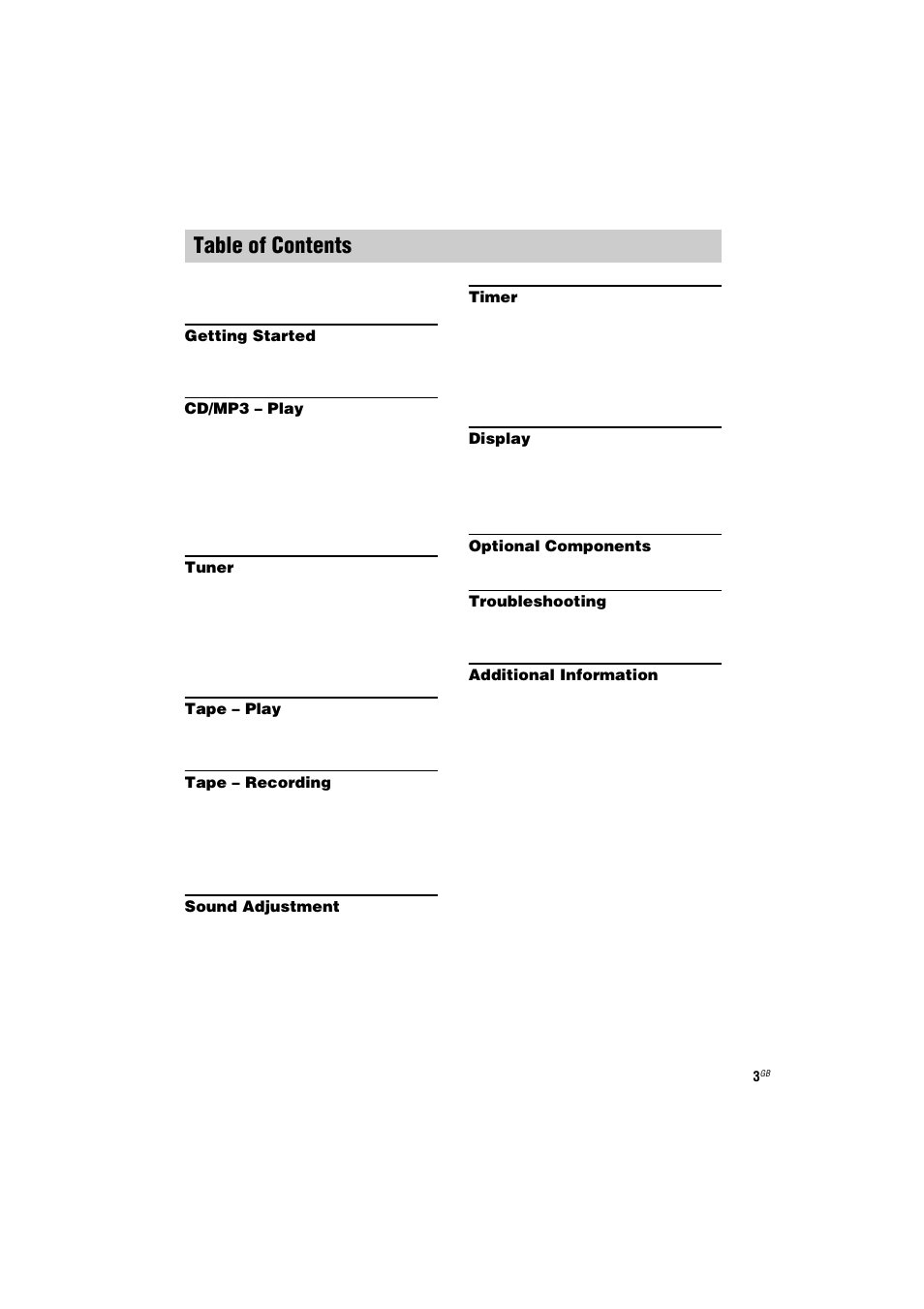 Sony CMT-GPX7 User Manual | Page 3 / 36