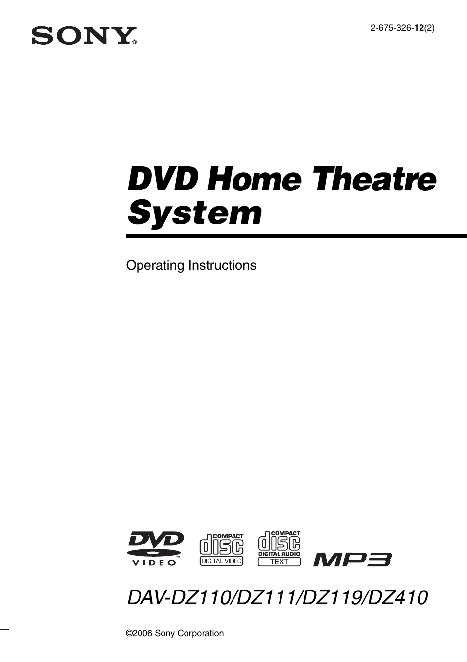 Sony DAV-DZ119 User Manual | 100 pages