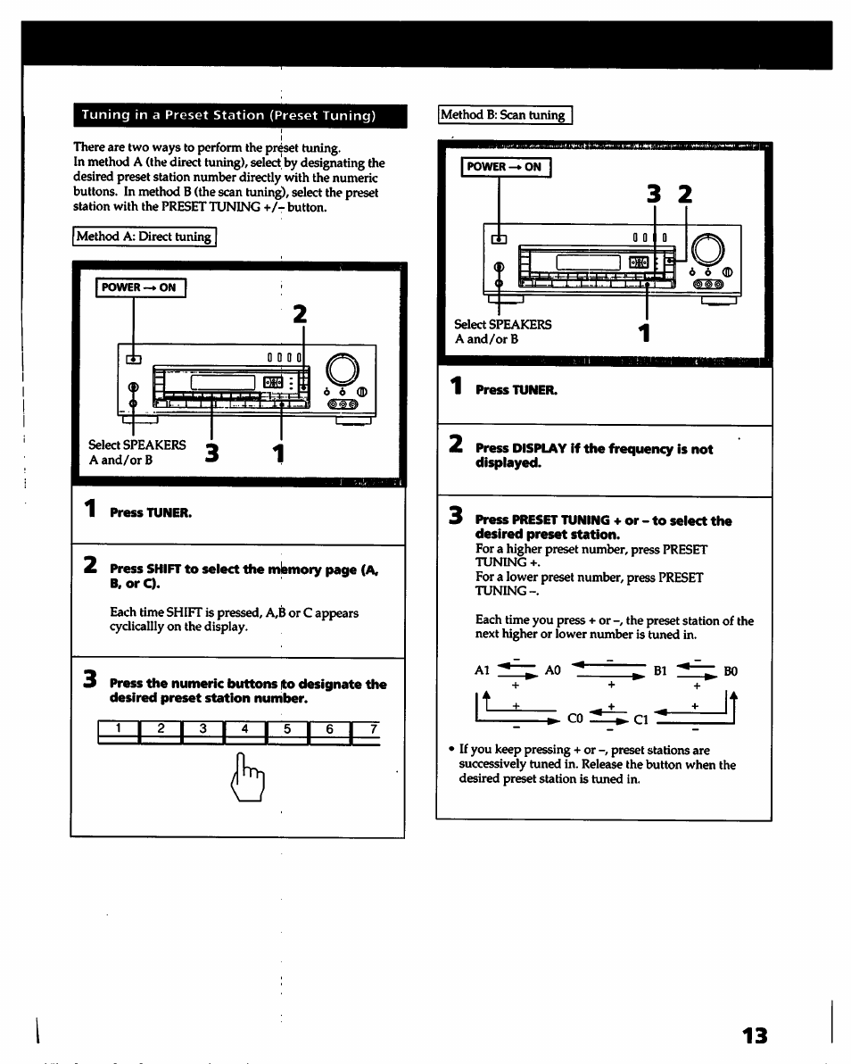 Press tuner, 2 press display if the frequency is not displayed | Sony STR- D915 User Manual | Page 13 / 35