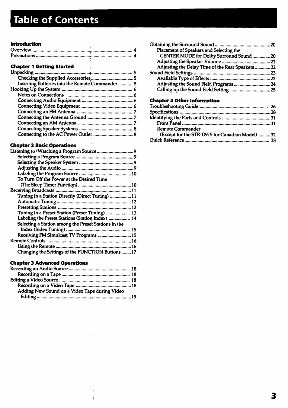 Sony STR- D915 User Manual | Page 3 / 35