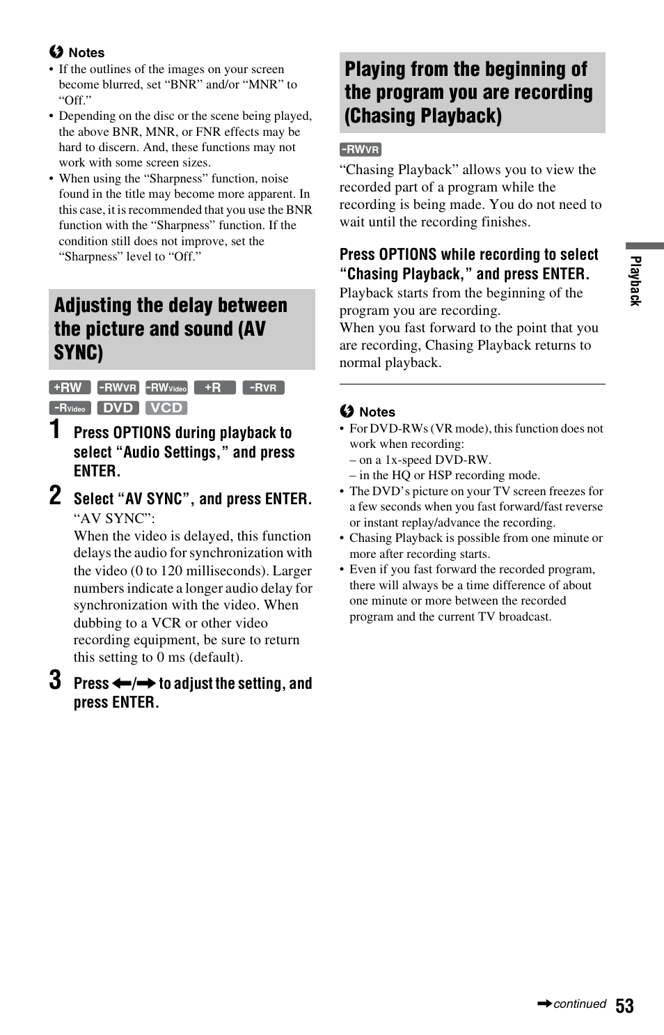 Chasing playback) | Sony RDR-GX33 User Manual | Page 53 / 100