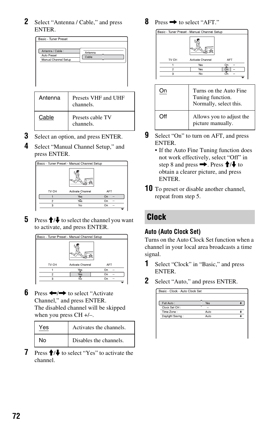 Clock | Sony RDR-GX33 User Manual | Page 72 / 100