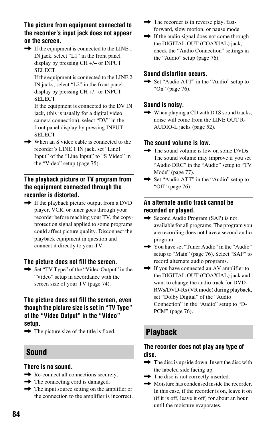 Sound playback | Sony RDR-GX33 User Manual | Page 84 / 100