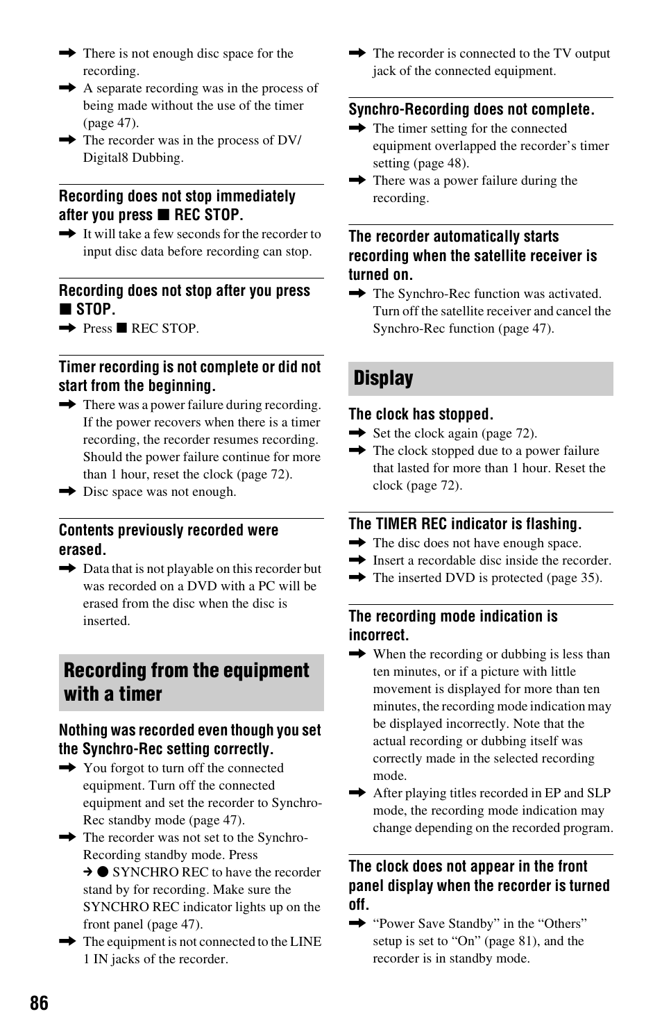 Recording from the equipment with a timer display | Sony RDR-GX33 User Manual | Page 86 / 100