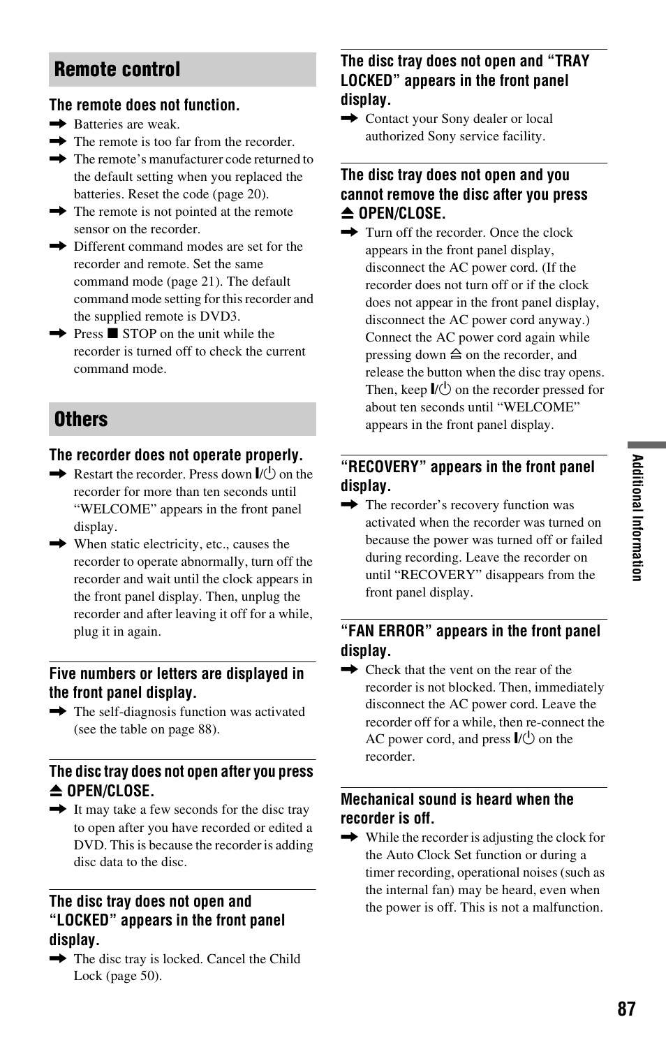 Remote control others | Sony RDR-GX33 User Manual | Page 87 / 100