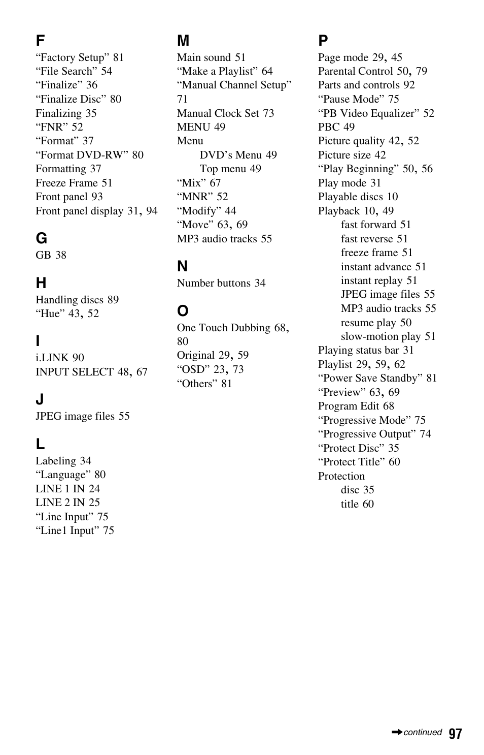 Sony RDR-GX33 User Manual | Page 97 / 100