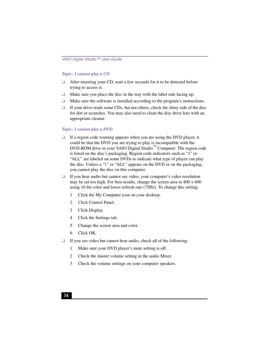 Sony PCV-RX360DS User Manual | Page 74 / 100