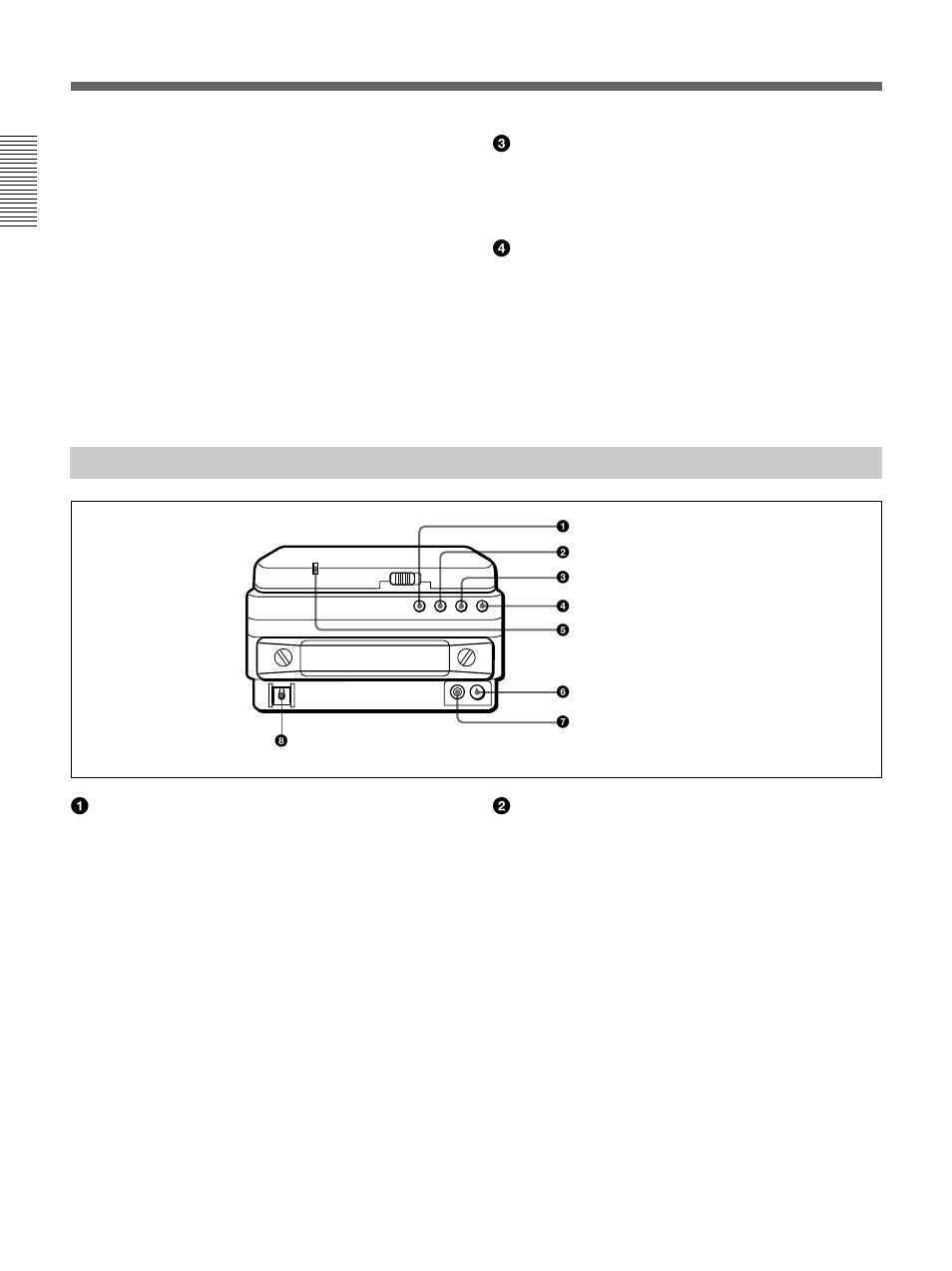 Front control section, Location and function of parts | Sony DSR-70 User Manual | Page 22 / 144
