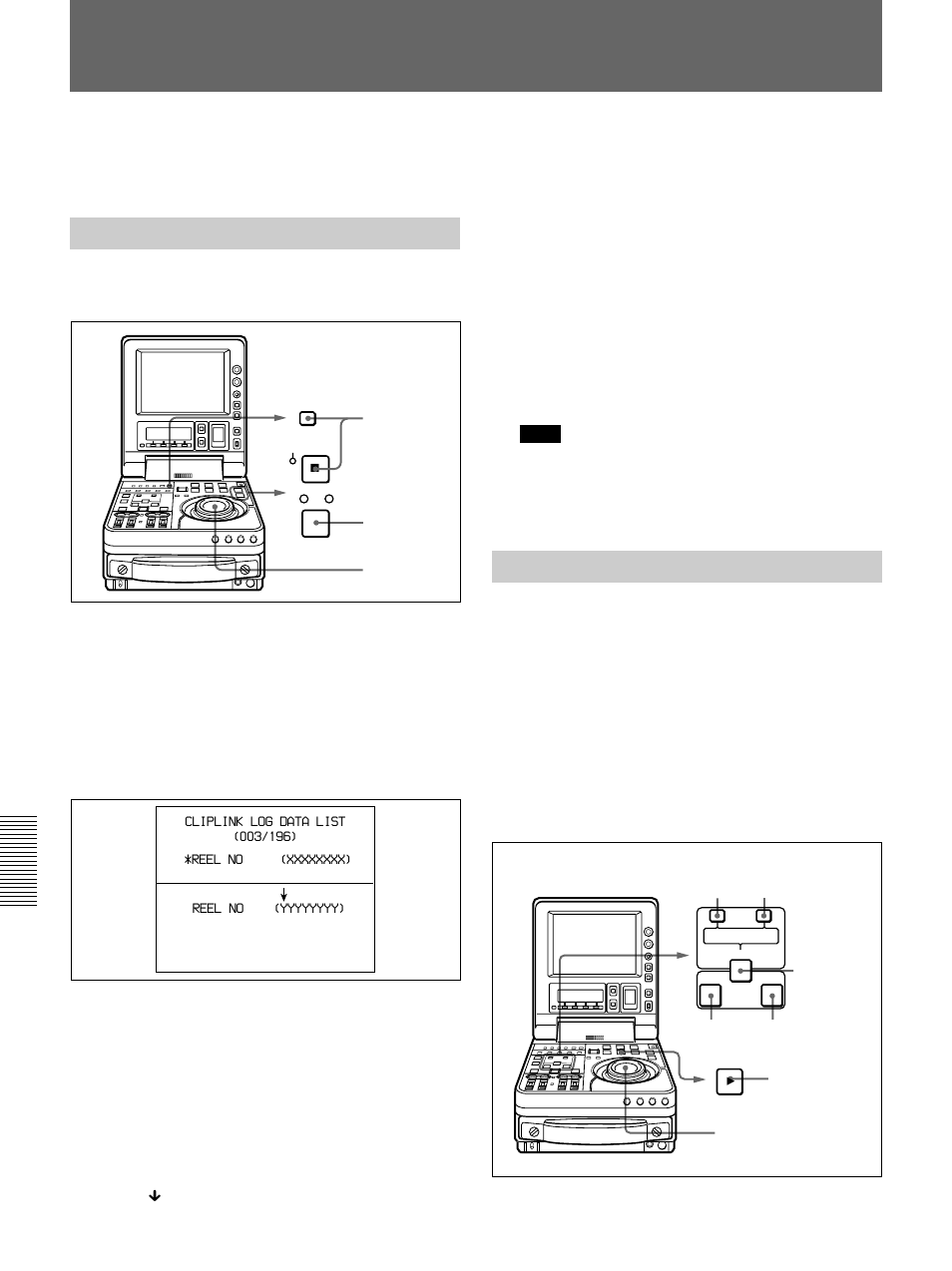 Rewriting cliplink log data, Changing mark in/out points, Changing the reel number | Sony DSR-70 User Manual | Page 94 / 144