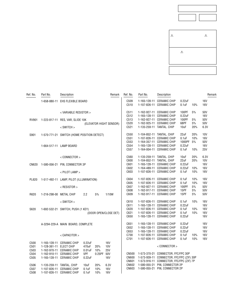 Electrical parts list, Ehs flexible, Lamp | Main, Lamp main ehs flexible | Sony MDX-61 User Manual | Page 31 / 38