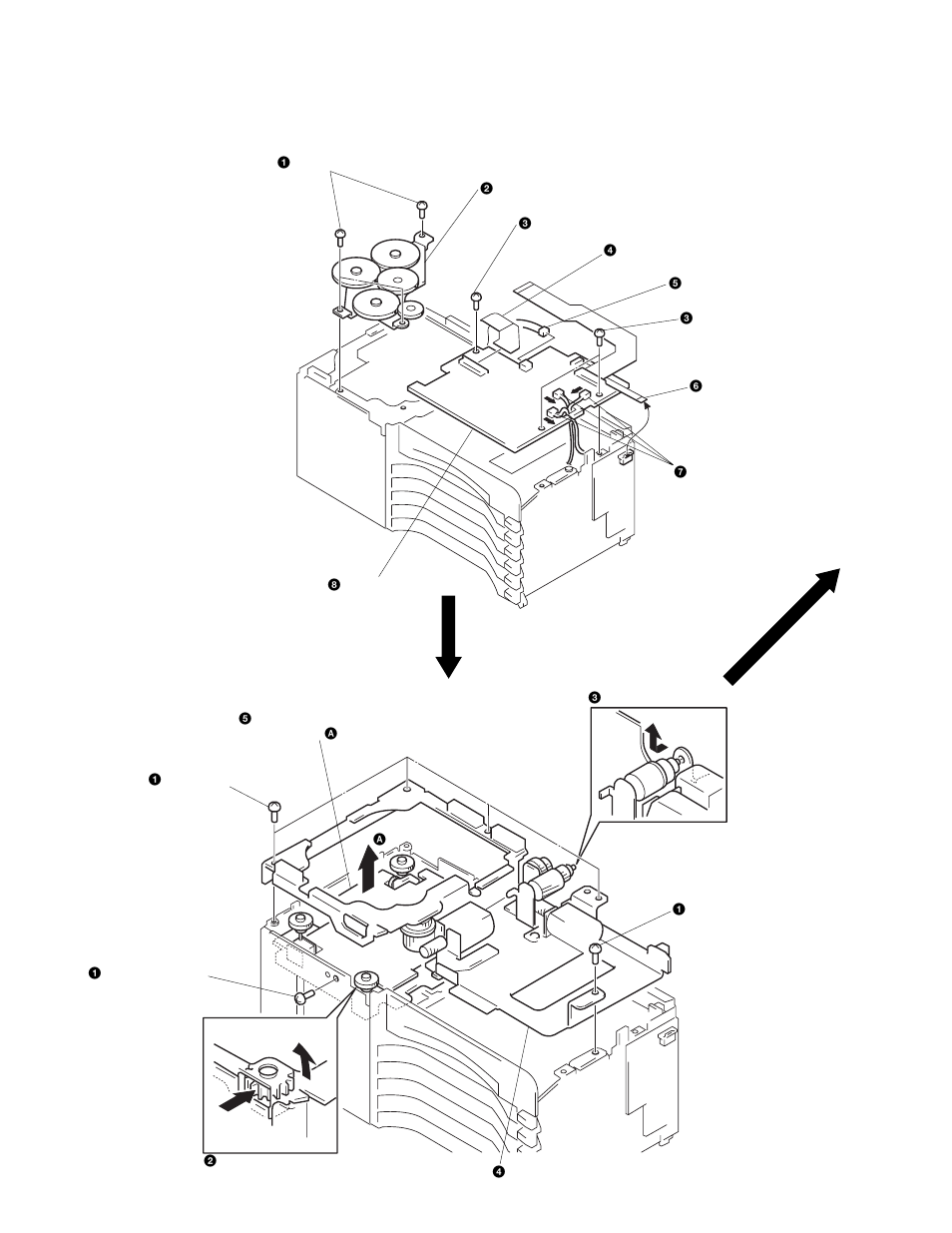 Chassis (gear) ass’y, main board, Chassis (base) ass’y, chassis (op) ass’y | Sony MDX-61 User Manual | Page 8 / 38