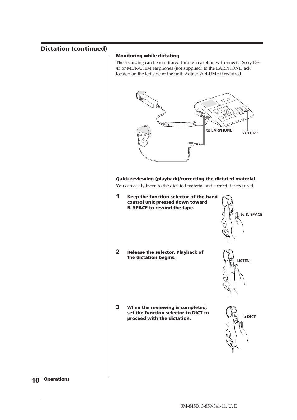 Dictation (continued) | Sony BM-845D User Manual | Page 10 / 20