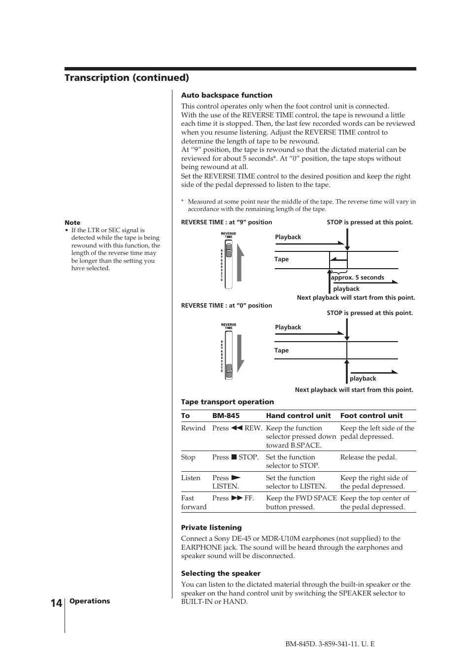 Transcription (continued) | Sony BM-845D User Manual | Page 14 / 20